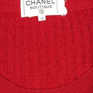 本物 CHANEL シャネル カシミヤ100% タートルネックセーター 38 赤