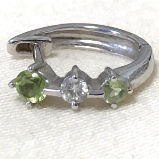 18KWGダイヤモンドと天然石のピアス　ホワイトゴールド(ピアス)