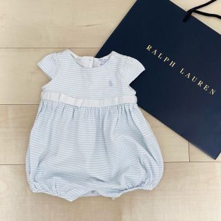 ラルフローレン(Ralph Lauren)のRalph Lauren baby   ボーダーリボン　ロンパース(ロンパース)