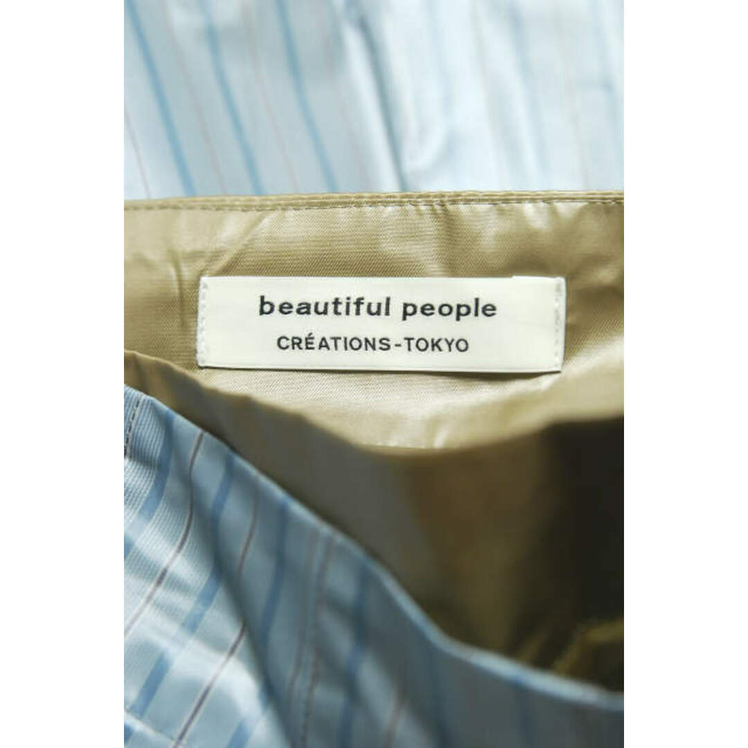 beautiful people(ビューティフルピープル)のbeautiful people ビューティフルピープル 18AW 日本製 coating cupra tucked wrap skirt コーティングキュプラタックラップスカート 1845107001 36 camelbeige キャメルベージュ ストライプ ボトムス【中古】【beautiful people】 レディースのスカート(ロングスカート)の商品写真