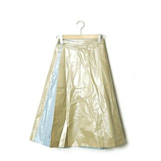 ビューティフルピープル(beautiful people)のbeautiful people ビューティフルピープル 18AW 日本製 coating cupra tucked wrap skirt コーティングキュプラタックラップスカート 1845107001 36 camelbeige キャメルベージュ ストライプ ボトムス【中古】【beautiful people】(ロングスカート)