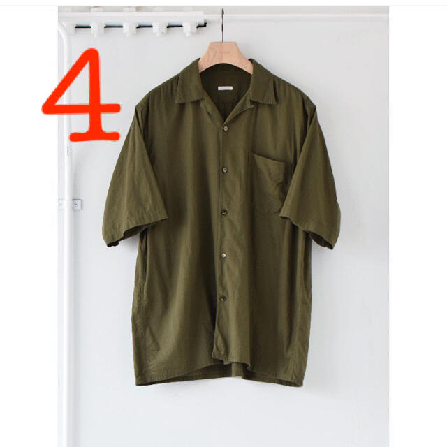 シャツ4 comoli 21ss ベタシャン　オープンカラーシャツ　オリーブ