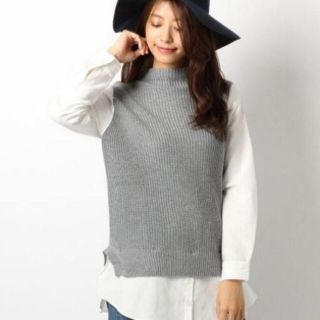 ヘザー(heather)の新品☆ヘザー heather ニット切替シャツ ベストグレー(シャツ/ブラウス(長袖/七分))