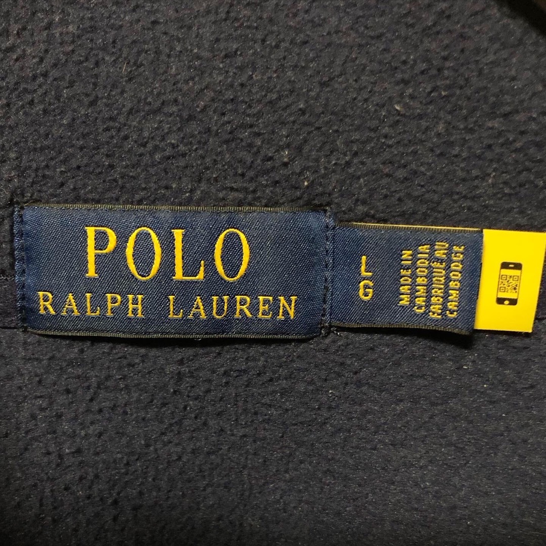 POLO RALPH LAUREN(ポロラルフローレン)の人気 ポロラルフローレン ポロベア 刺繍 ハーフボタン フリースジャケット 紺L メンズのトップス(スウェット)の商品写真