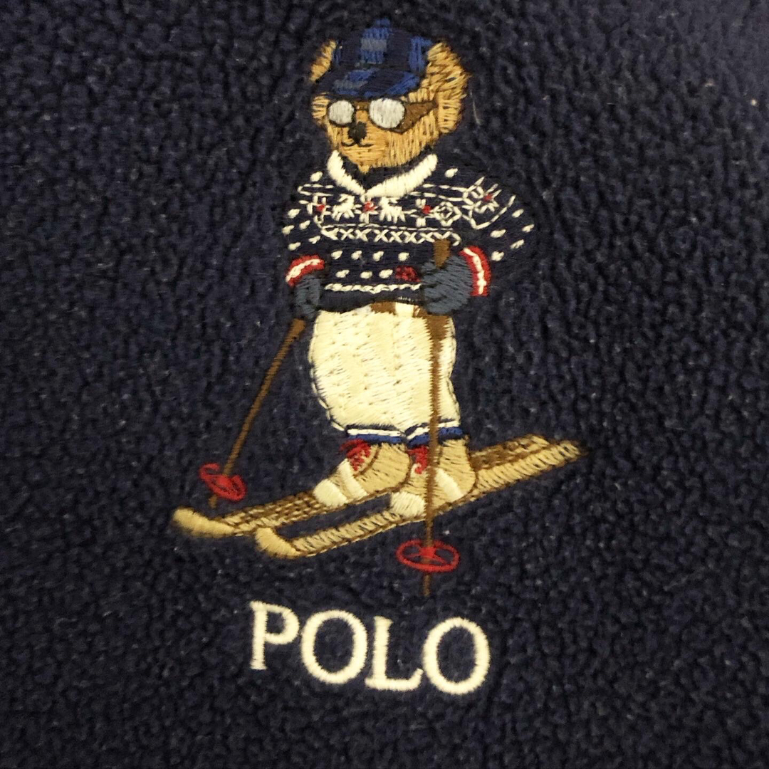 POLO RALPH LAUREN(ポロラルフローレン)の人気 ポロラルフローレン ポロベア 刺繍 ハーフボタン フリースジャケット 紺L メンズのトップス(スウェット)の商品写真