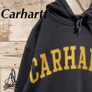 カーハート(carhartt)の《デカロゴ》Carhartt カーハート　パーカー　M☆ブラック　黒　刺繍ロゴ(パーカー)