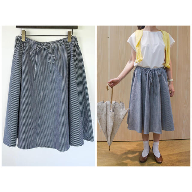 45rpm - 美品 45R クールストレッチデニムスカート ヒッコリー