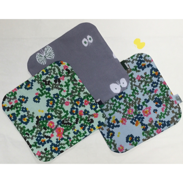 コラボで〃 しの様 ハンドメイド 手拭 ハンカチ ミナペルホネン ㊡グレー