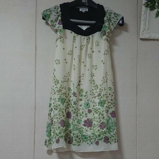 タイムセール!!【送料込】ワンピ チュニック 花柄×ホワイト 春色(チュニック)