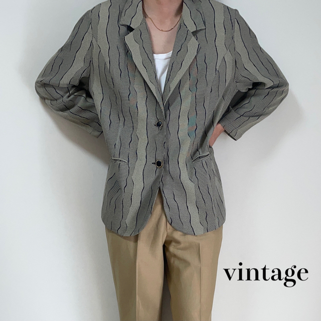 60cm着丈vintage gray wave jacket