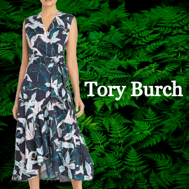 ★SALE☆【Tory Burch】フローラルサープリスネックラップドレス