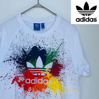 アディダス(adidas)のアディダス 白Tシャツ ビッグロゴプリント トレフォイルロゴ(Tシャツ/カットソー(半袖/袖なし))