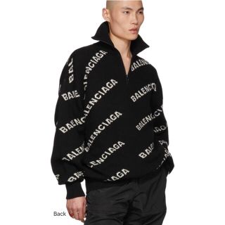 バレンシアガ(Balenciaga)のBALENCIAGA(バレンシアガ)ジップハイネック ブラック✖ホワイトロゴ(ニット/セーター)