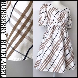 バーバリーブルーレーベル(BURBERRY BLUE LABEL)の〖美品〗大柄 バーバリーチェック 上質生地 ワンピース(ひざ丈ワンピース)