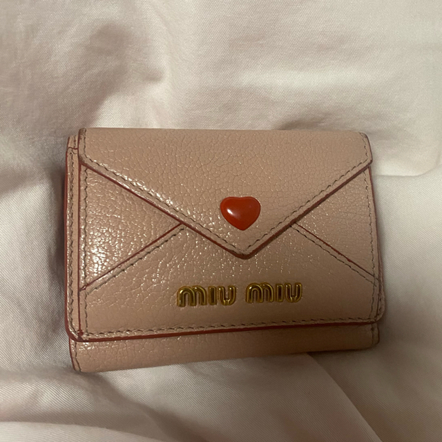 ミュウミュウ 三つ折り ミニ 財布 マドラス ラブレター miumiu ピンク-