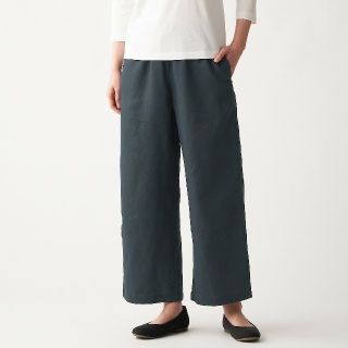 ムジルシリョウヒン(MUJI (無印良品))の ★新品★  無印良品フレンチリネンストレートパンツ／Ｓ／ダークグレー (カジュアルパンツ)