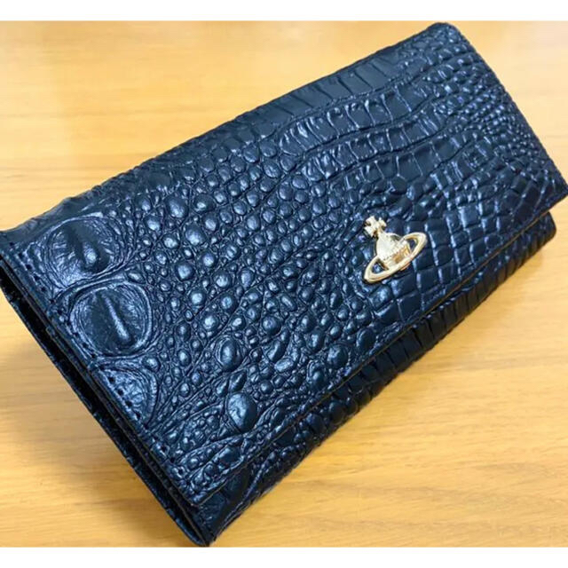 Vivienne Westwood(ヴィヴィアンウエストウッド)の【新品未使用】Vivienne Westwood ブラック クロコ型押し 長財布 レディースのファッション小物(財布)の商品写真