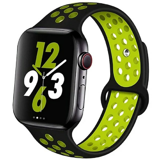 Apple Watch スポーツ バンド 42/44mm ブラック/イエロー メンズの時計(ラバーベルト)の商品写真