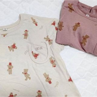 ♡くまさん🧸　新作総柄Tシャツ　白のみ♡(Tシャツ/カットソー)