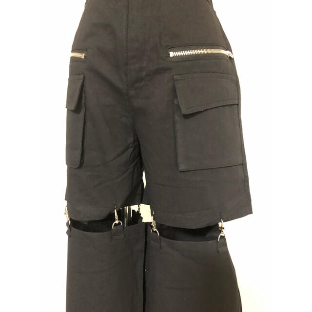 フォロー割250円✍人気　セパレートパンツ　個性派　ブラック　韓国ファッション レディースのパンツ(カジュアルパンツ)の商品写真