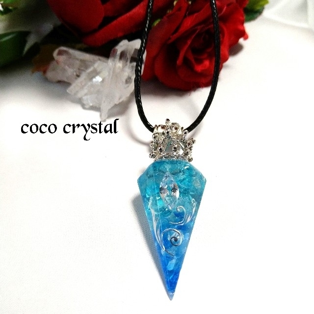 《妖精の秘宝石》ヒマヤラ水晶ペンデュラム型ネックレス ハンドメイドのアクセサリー(ネックレス)の商品写真