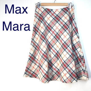 マックスマーラ(Max Mara)の【希少】MaxMara ツイード スカート チェック マルチカラー(ひざ丈スカート)
