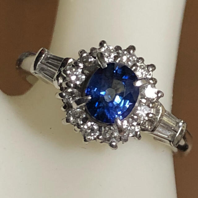 Pt900　天然サファイアリング　S1.94ct　D0.24ct　サイズ10号