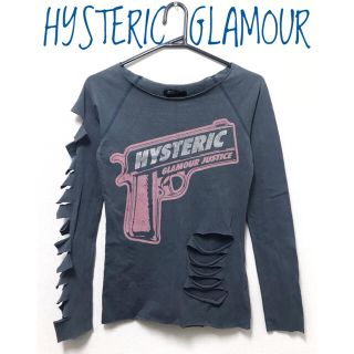 ヒステリックグラマー(HYSTERIC GLAMOUR)のヒステリックグラマー《レア》ロゴ プリント ダメージ加工 長袖 カットソー(カットソー(長袖/七分))