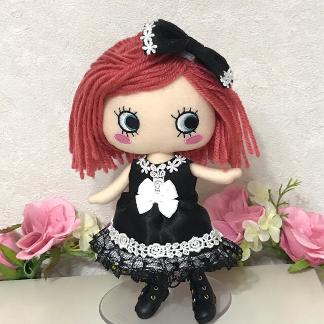 ATAO(アタオ)のイーマリー服　黒ゴスロリ風ワンピースセット ハンドメイドのぬいぐるみ/人形(ぬいぐるみ)の商品写真