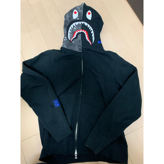 激レアS！13AW  BAPE×STUSSYデザートカモシャークパーカー黒