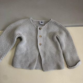 プチバトー(PETIT BATEAU)のプチバトー  ガーター編みニットカーディガン　18m 81センチ(カーディガン/ボレロ)