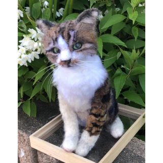 羊毛フェルト。お出かけバッグ付き、子猫。オーダーNo.57