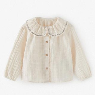 ザラ(ZARA)のZARA ピーターパン襟クレープ地シャツ　襟付きブラウス(シャツ/カットソー)