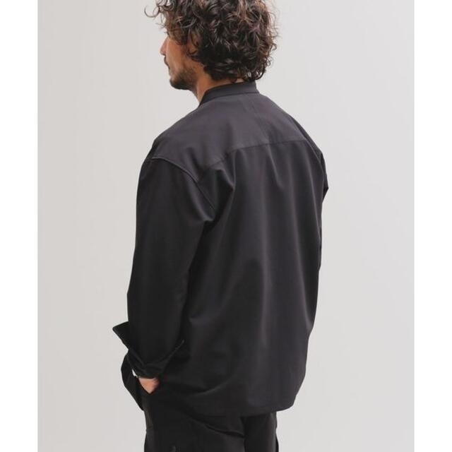 nano・universe(ナノユニバース)のナノユニバース ビッグポケットバンドカラーシャツ 長袖 ブラック M 黒 メンズのトップス(シャツ)の商品写真