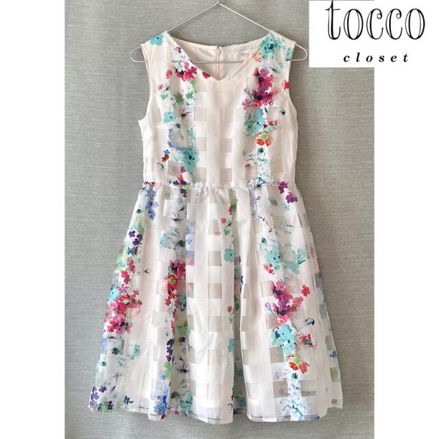 tocco(トッコ)のtocco closet トッコクローゼット  フラワーオーガンジーワンピース レディースのワンピース(ひざ丈ワンピース)の商品写真