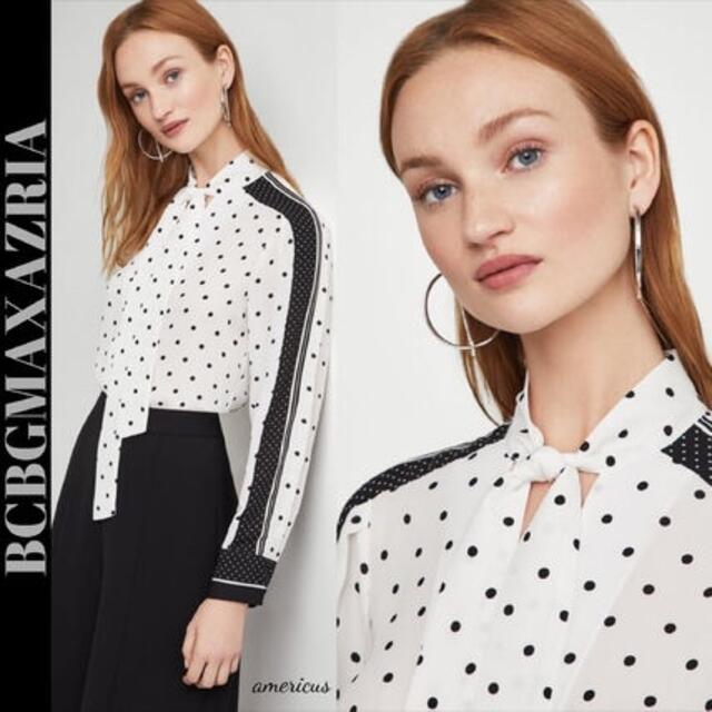 BCBGMAXAZRIA(ビーシービージーマックスアズリア)のBCBG MAXAZRIA ドット　ミックスプリントブラウス レディースのトップス(シャツ/ブラウス(長袖/七分))の商品写真