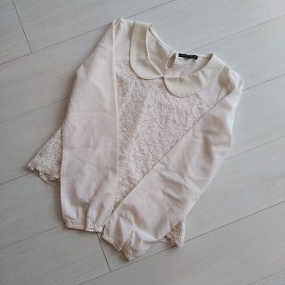 ミッシュマッシュ(MISCH MASCH)のミッシュマッシュ レースシフォントップス アイボリー(カットソー(長袖/七分))