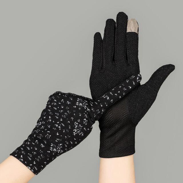 UVカット　日よけ手袋 　スマートフォン対応 薄手　ブラック レディースのファッション小物(手袋)の商品写真