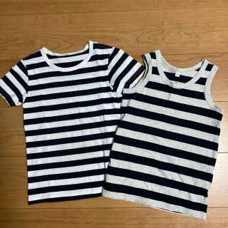 ムジルシリョウヒン(MUJI (無印良品))の無印良品　ボーダーTシャツ & タンクトップ 2枚セット120cm(Tシャツ/カットソー)