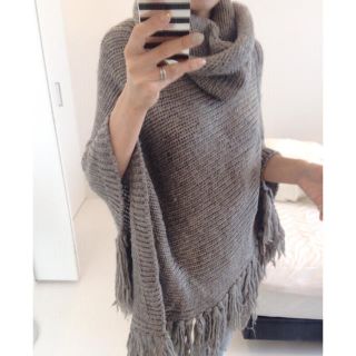 ザラ(ZARA)のZARA★ザラ★ざっくり編みニットポンチョ グレー(ポンチョ)