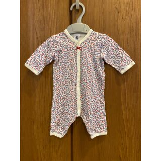 プチバトー(PETIT BATEAU)のプチバトー ロンパース カバーオール 赤 青 花柄(ロンパース)