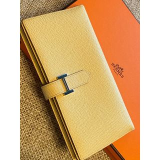 エルメス(Hermes)のべアン　ジョーヌプッサン　ヒヨコ色(長財布)