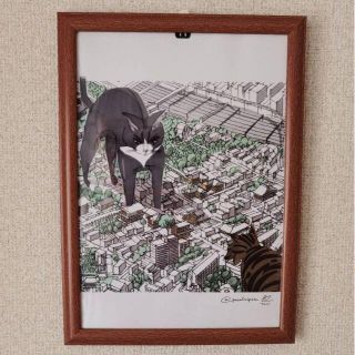 Catzilla in Yanaka! 谷中の大型猫(版画)