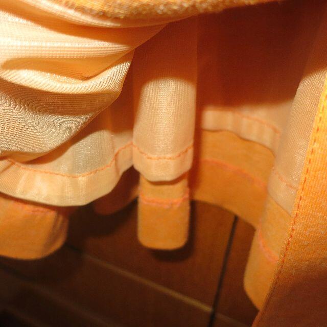 スタンドカラーワンピース　昭和レトロ　オレンジ　フレアー レディースのワンピース(ロングワンピース/マキシワンピース)の商品写真