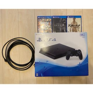 プレイステーション4(PlayStation4)のPS4本体＋ゲームソフト3本＋wifiケーブル5mセット(家庭用ゲーム機本体)