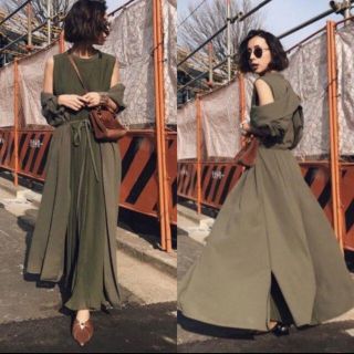 アメリヴィンテージ(Ameri VINTAGE)のAMERI FRONT PLEATS LONG DRESS(オールインワン)