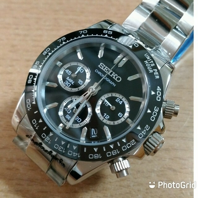 【B】SEIKO MOD クロノグラフ メガクオーツ デイトナ風カスタム