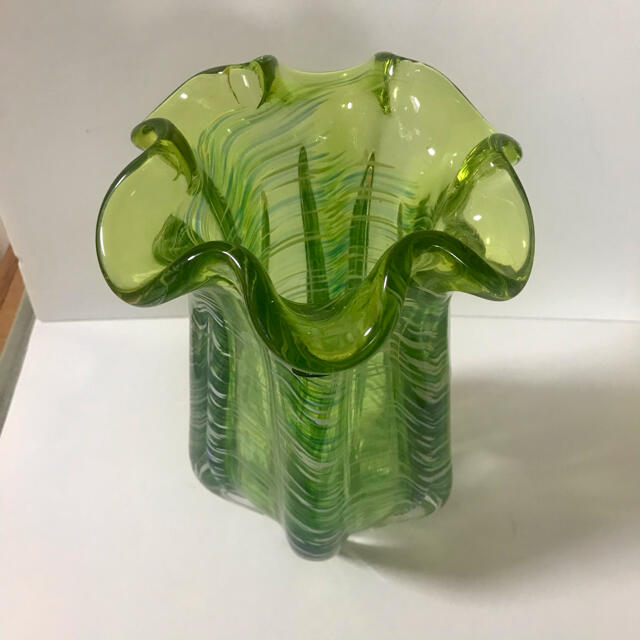 昭和レトロ　マルテイグラス　ハンドクラフト　ガラス花瓶　フラワーベース 1