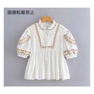 ザラ(ZARA)の🌼春新作💐4160◆エスニック 刺繍 ブラウス(シャツ/ブラウス(半袖/袖なし))