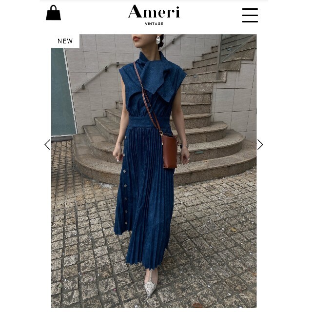 Ameri VINTAGE DENIM LIKE PLEATS DRESS